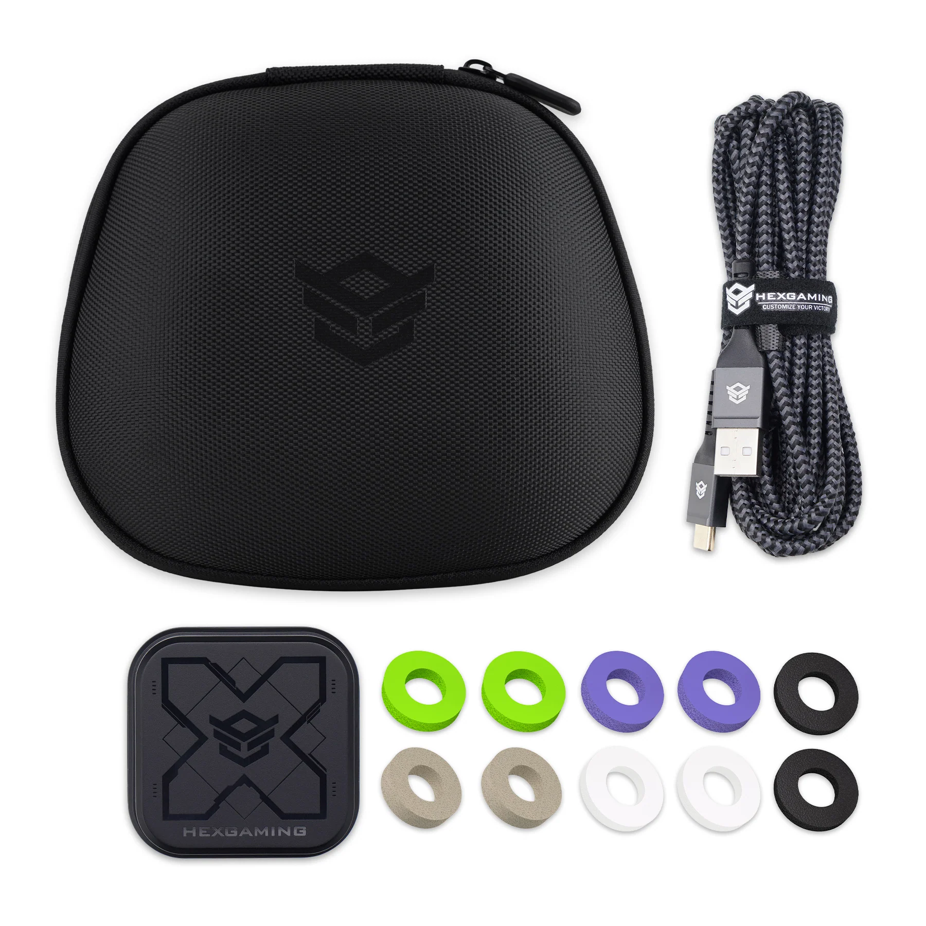 HEXGAMING Universal Gaming Travel Carrying Case & Type-C 4M Charging Cable & Joysticks Aiming Rings - Image 2