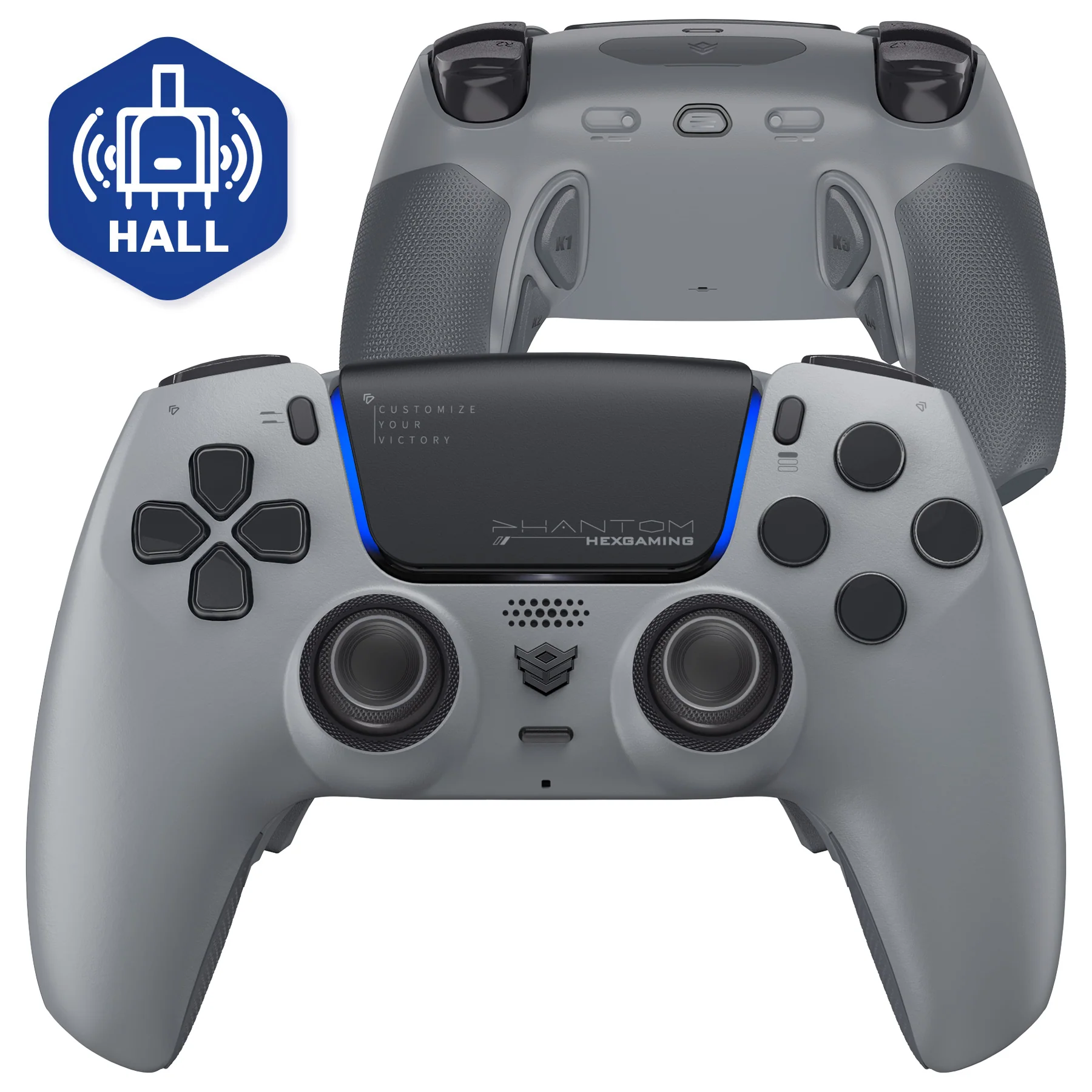 HEXGAMING PHANTOM Controller with Adjustable Triggers for PS5, PC, Mobile - 1994 Gray - Image 2