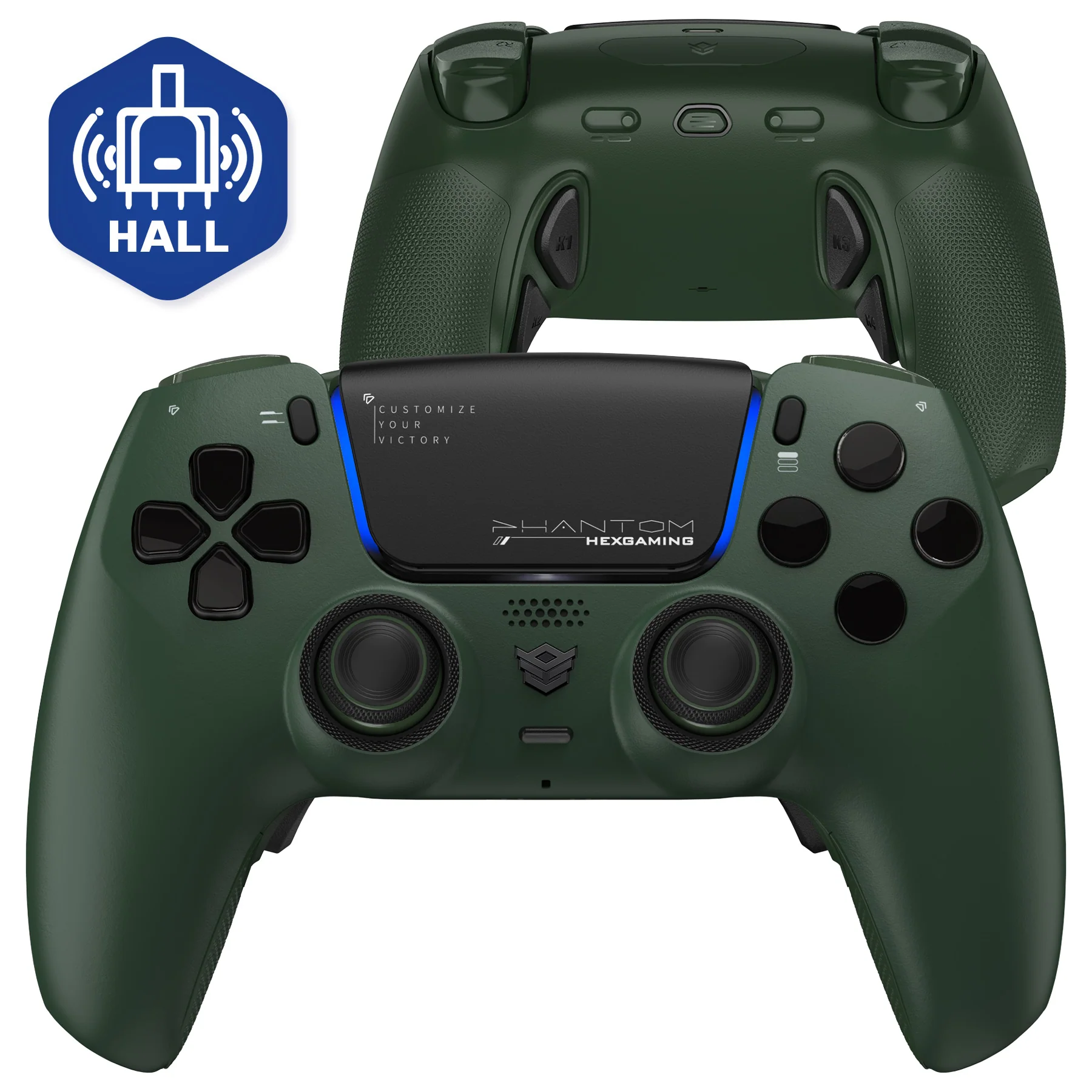 HEXGAMING PHANTOM Controller with Adjustable Triggers for PS5, PC, Mobile - Static Emerald - Image 2