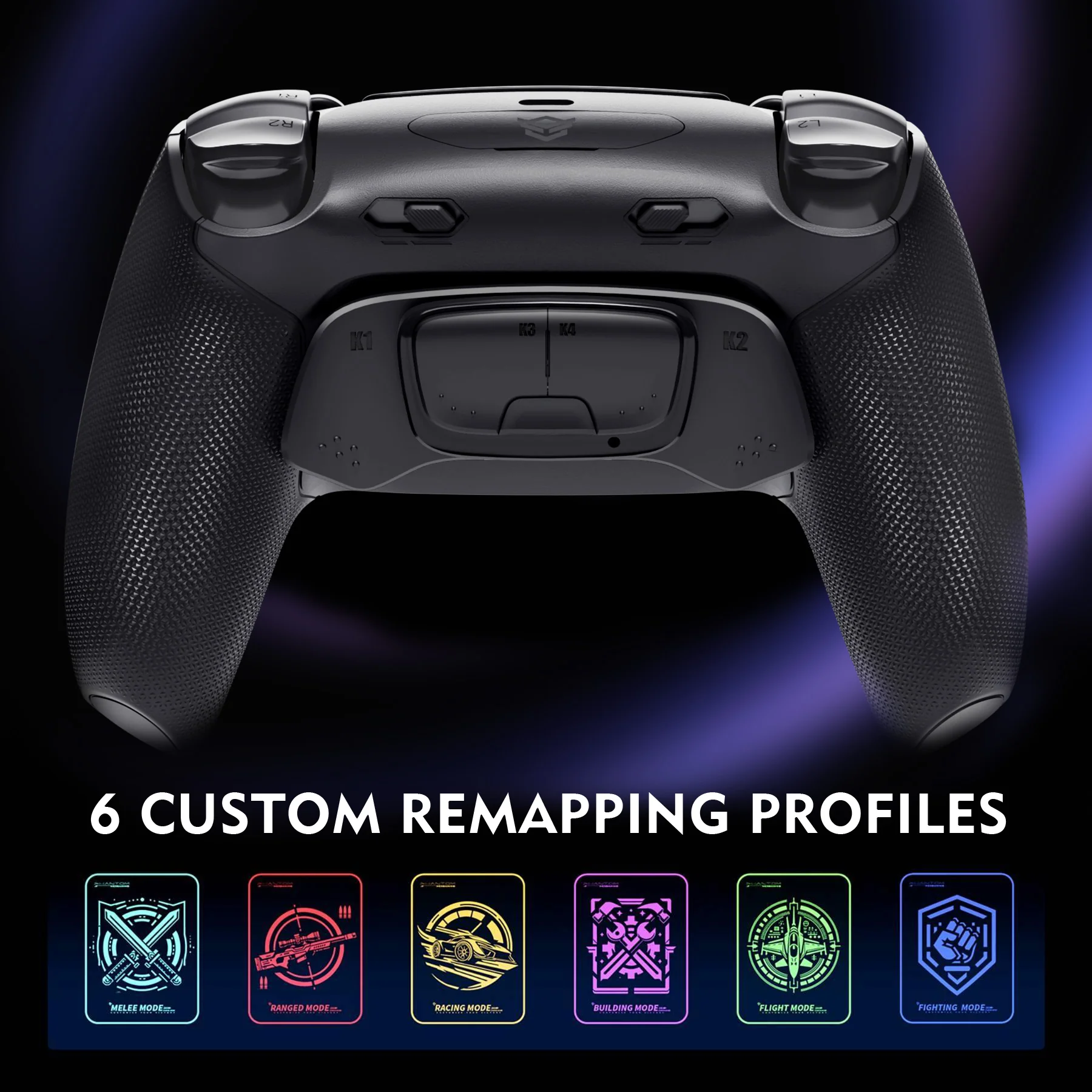 HEXGAMING ULTIMATE PRO Controller with Adjustable Triggers for PS5, PC, Mobile - Hall Effect Chaos Black - Image 6