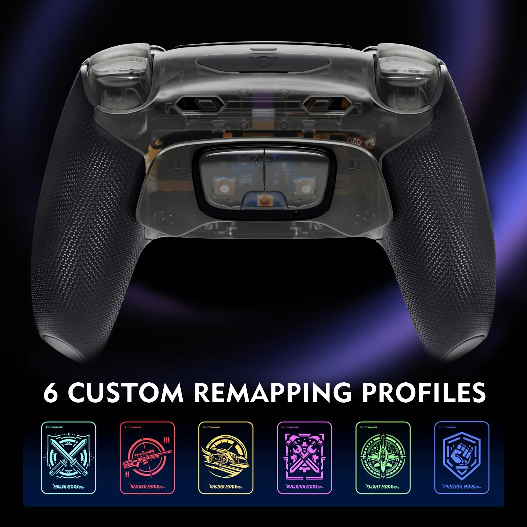 HEXGAMING ULTIMATE PRO Controller with Adjustable Triggers for PS5, PC, Mobile - Explorer Black - Image 7