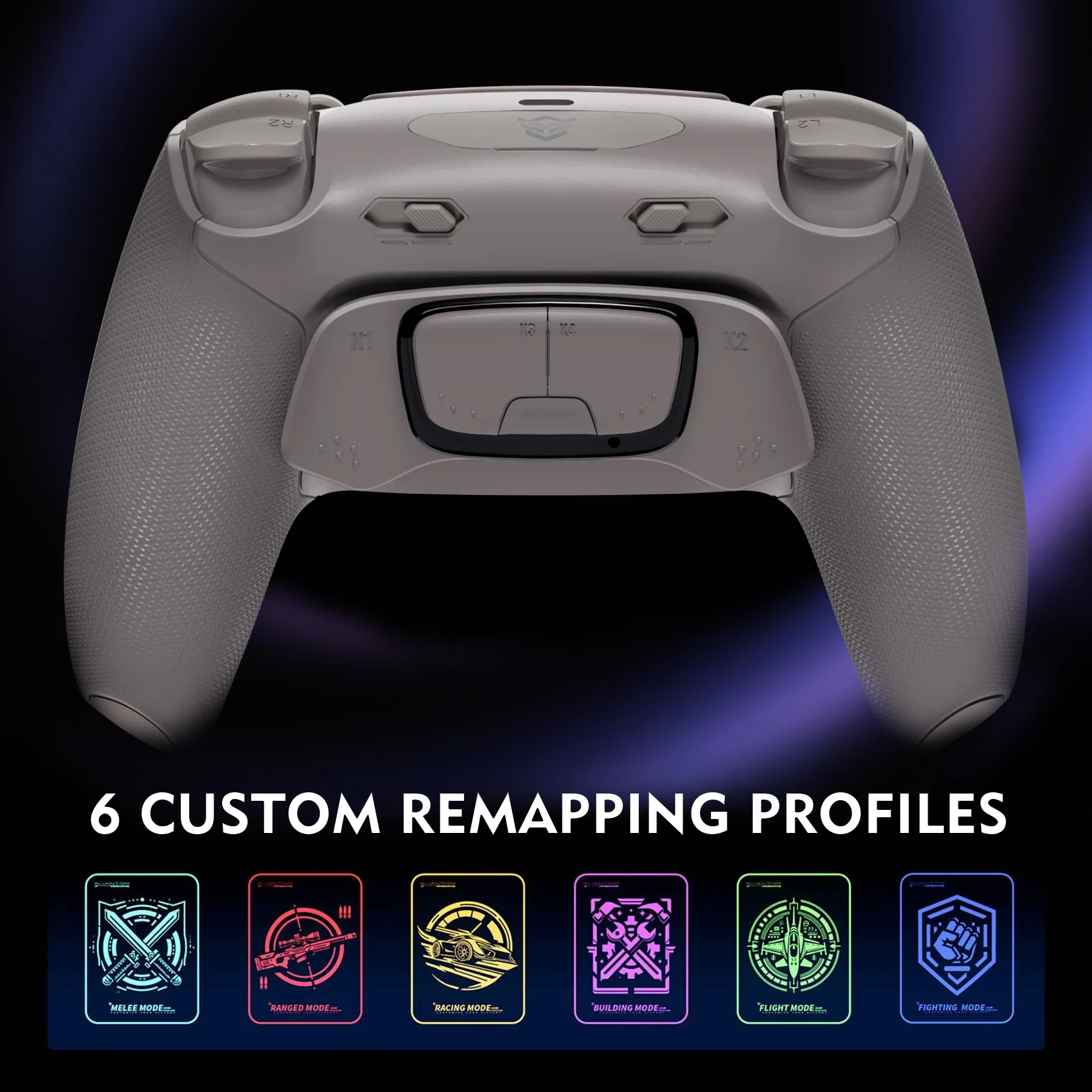 HEXGAMING ULTIMATE PRO Controller with Adjustable Triggers for PS5, PC, Mobile - Quantum Gray - Image 7